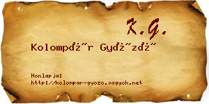 Kolompár Győző névjegykártya